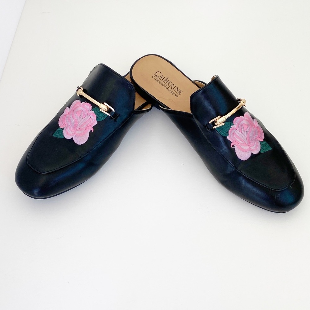 Catherine Malandrino Embroidered Slip On Loafers